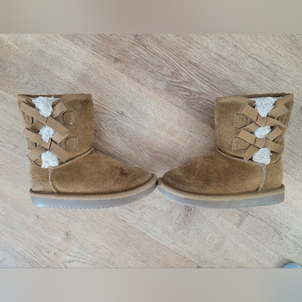 Koolaburra Tan Kids Boots with White Accents